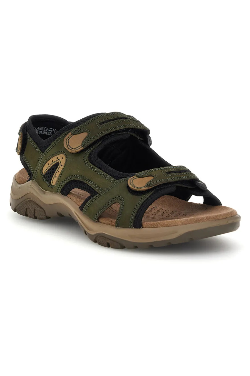 Sandali verdi in vera pelle con chiusura a strappo Fly dynamic FD07