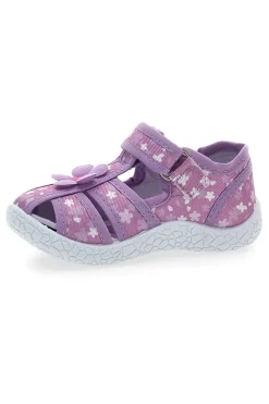 Sandali Viola Morbidi con Fiorellini e Velcro PITT KIDS PK2876A