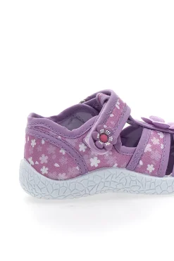 Sandali Viola Morbidi con Fiorellini e Velcro PITT KIDS PK2876A