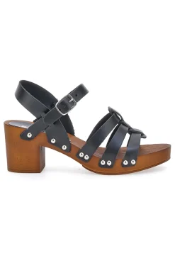 Sandali Zoccoli Neri Con Tacco 6 cm Pittarello Love 5759