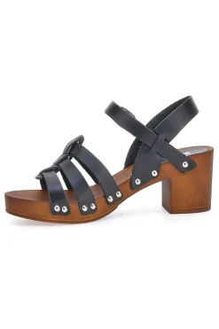 Sandali Zoccoli Neri Con Tacco 6 cm Pittarello Love 5759