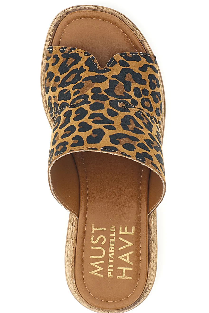 Sandalo animalier in pelle con zeppa Pittarello Must Have 11937