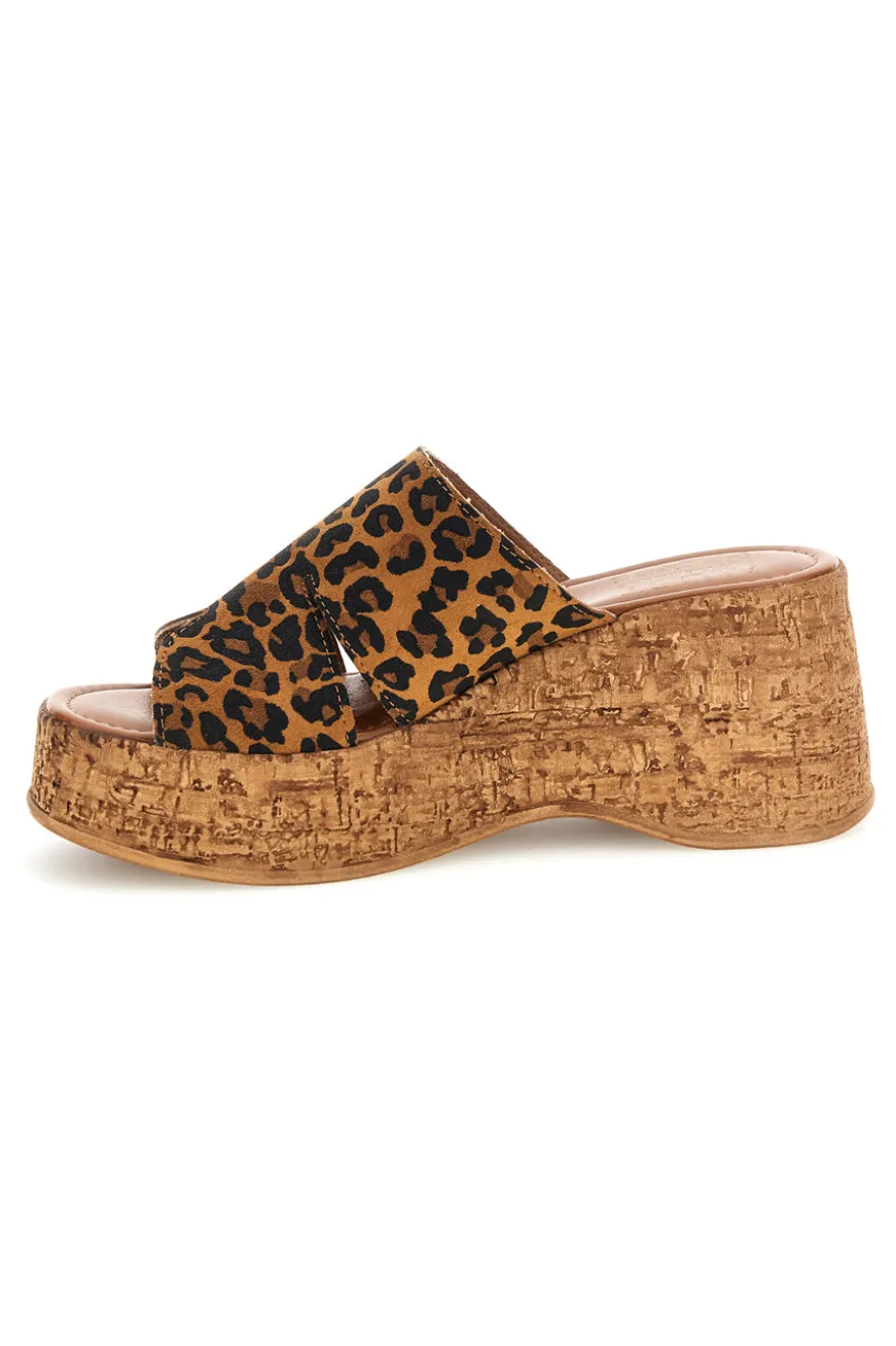 Sandalo animalier in pelle con zeppa Pittarello Must Have 11937