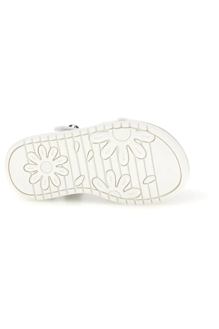 Sandalo Bianco con Applicazione Floreale e Strappo Grazie Girl 15018