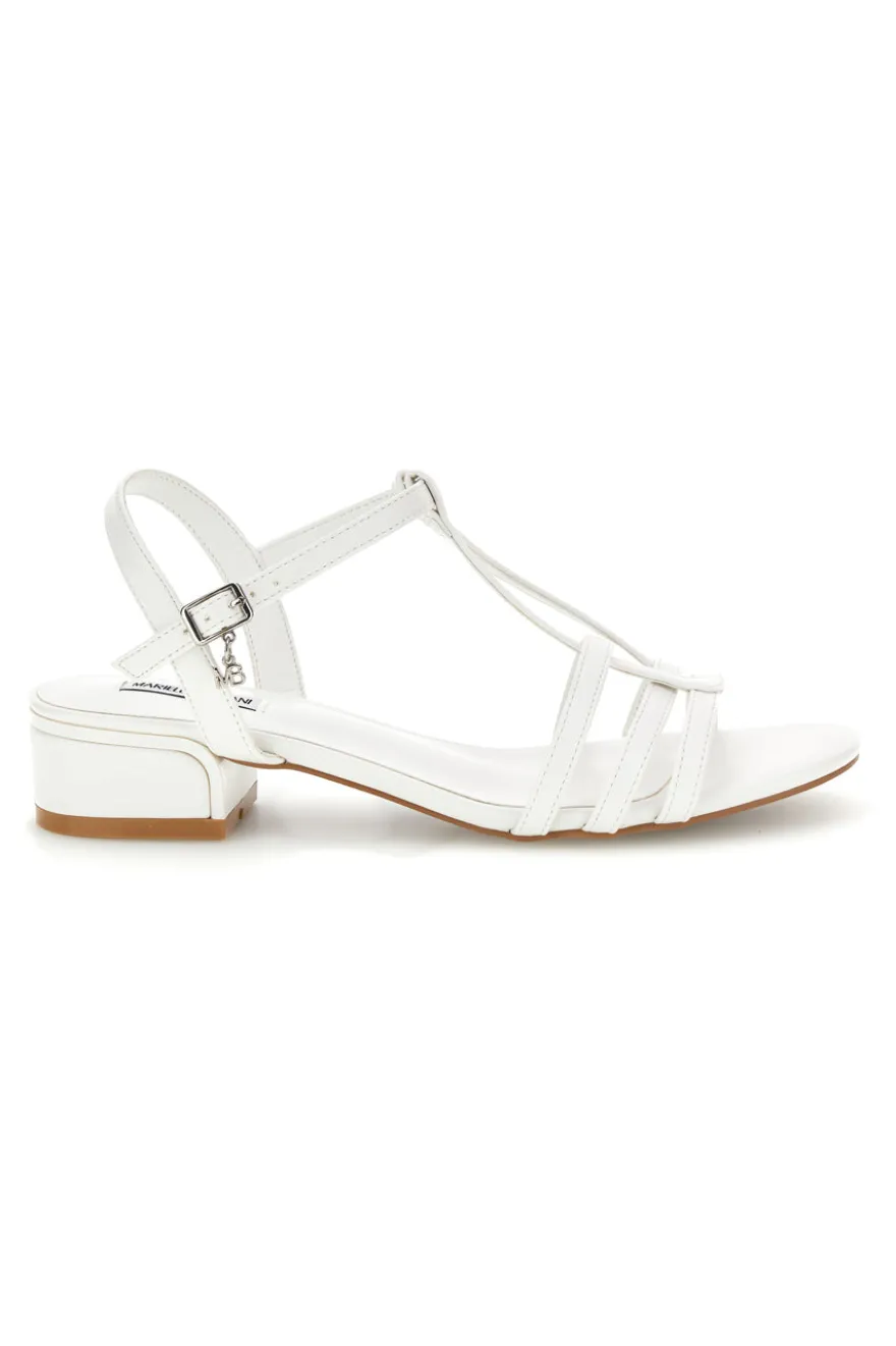 Sandalo bianco con tacco basso Burani 519431346