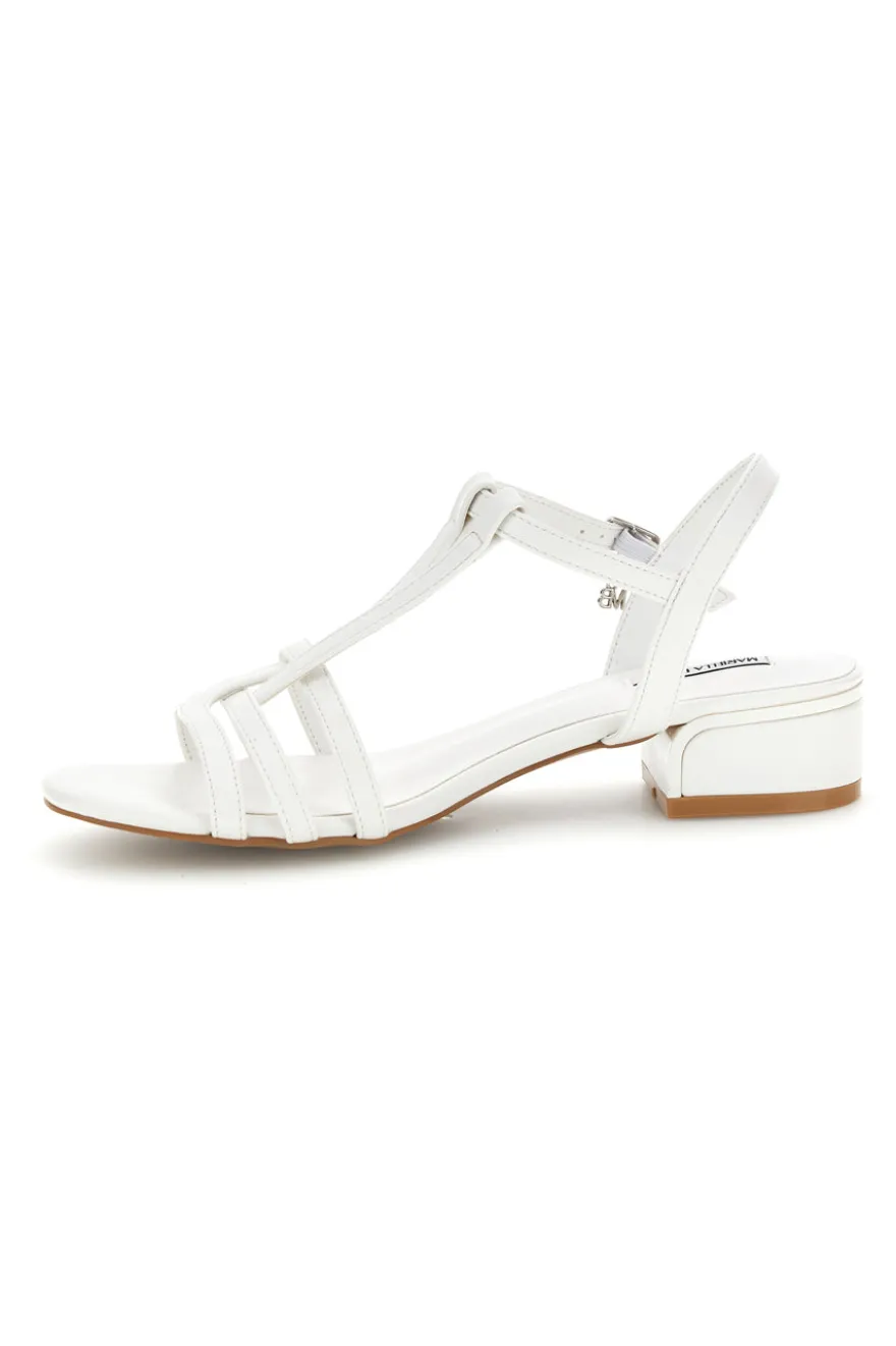 Sandalo bianco con tacco basso Burani 519431346