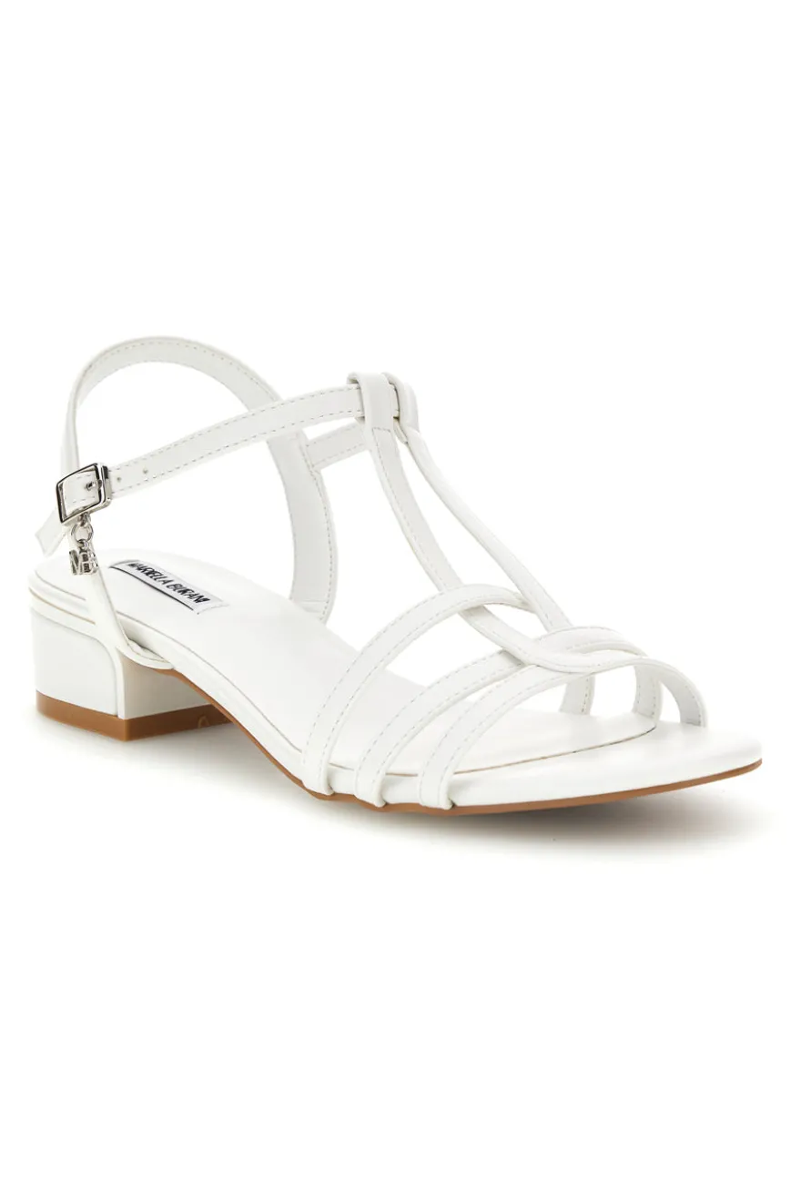 Sandalo bianco con tacco basso Burani 519431346