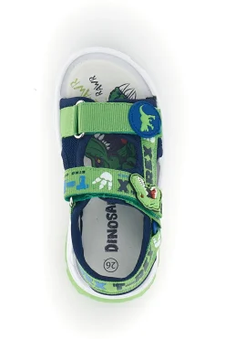 Sandalo blu verde con disegno T-Rex con luci Dinosauro S8020229T10