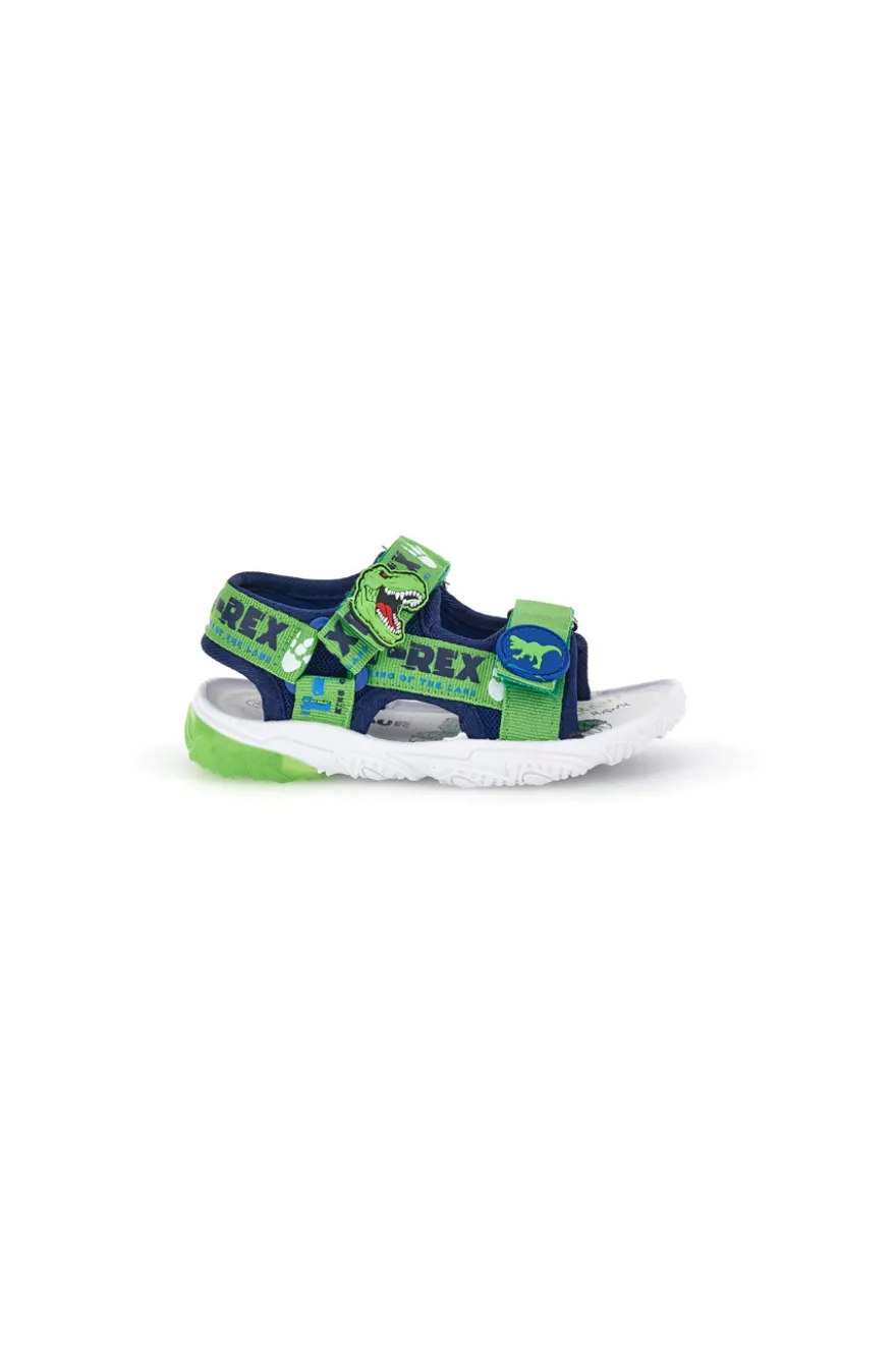 Sandalo blu verde con disegno T-Rex con luci Dinosauro S8020229T10