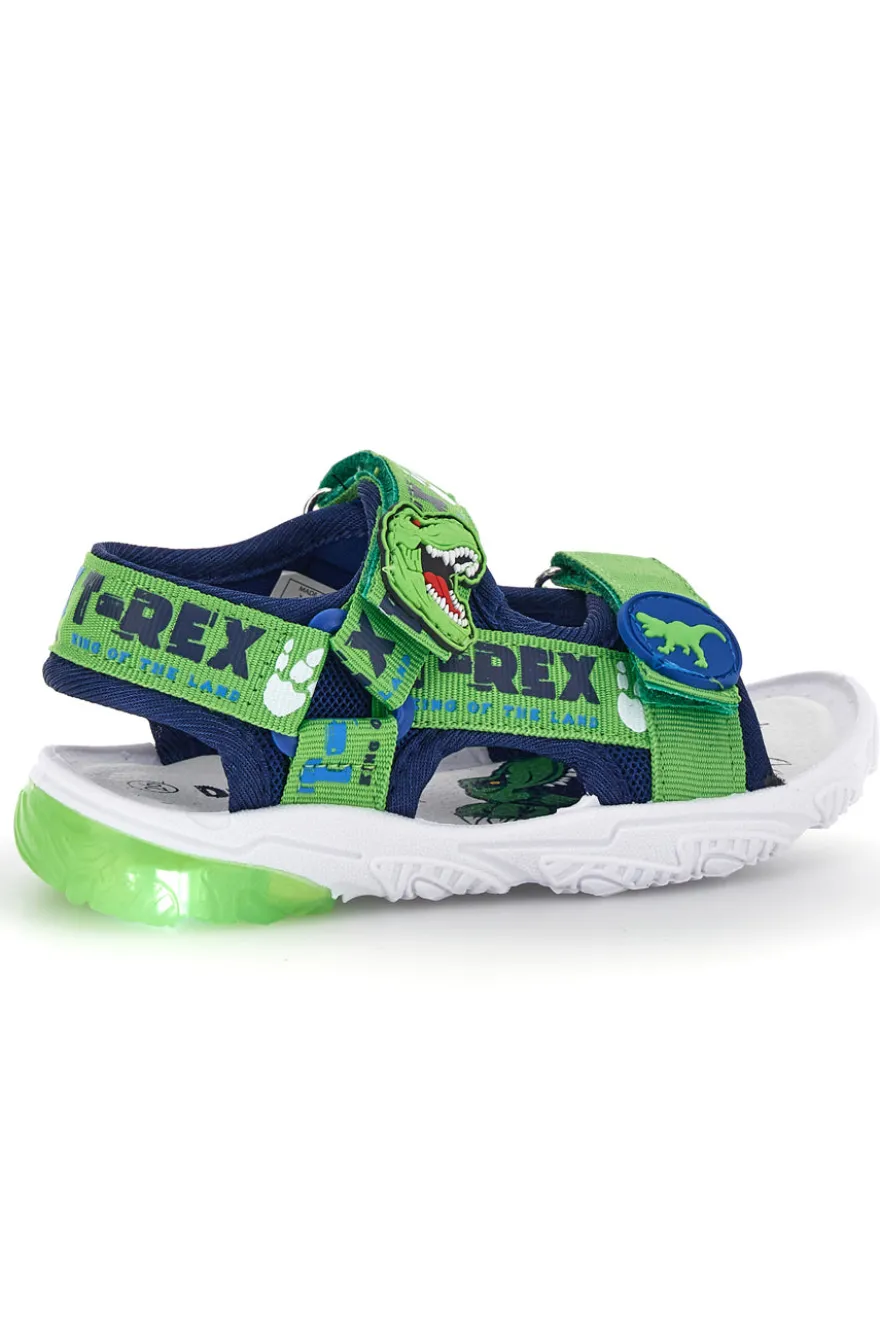 Sandalo blu verde con disegno T-Rex con luci Dinosauro S8020229T10