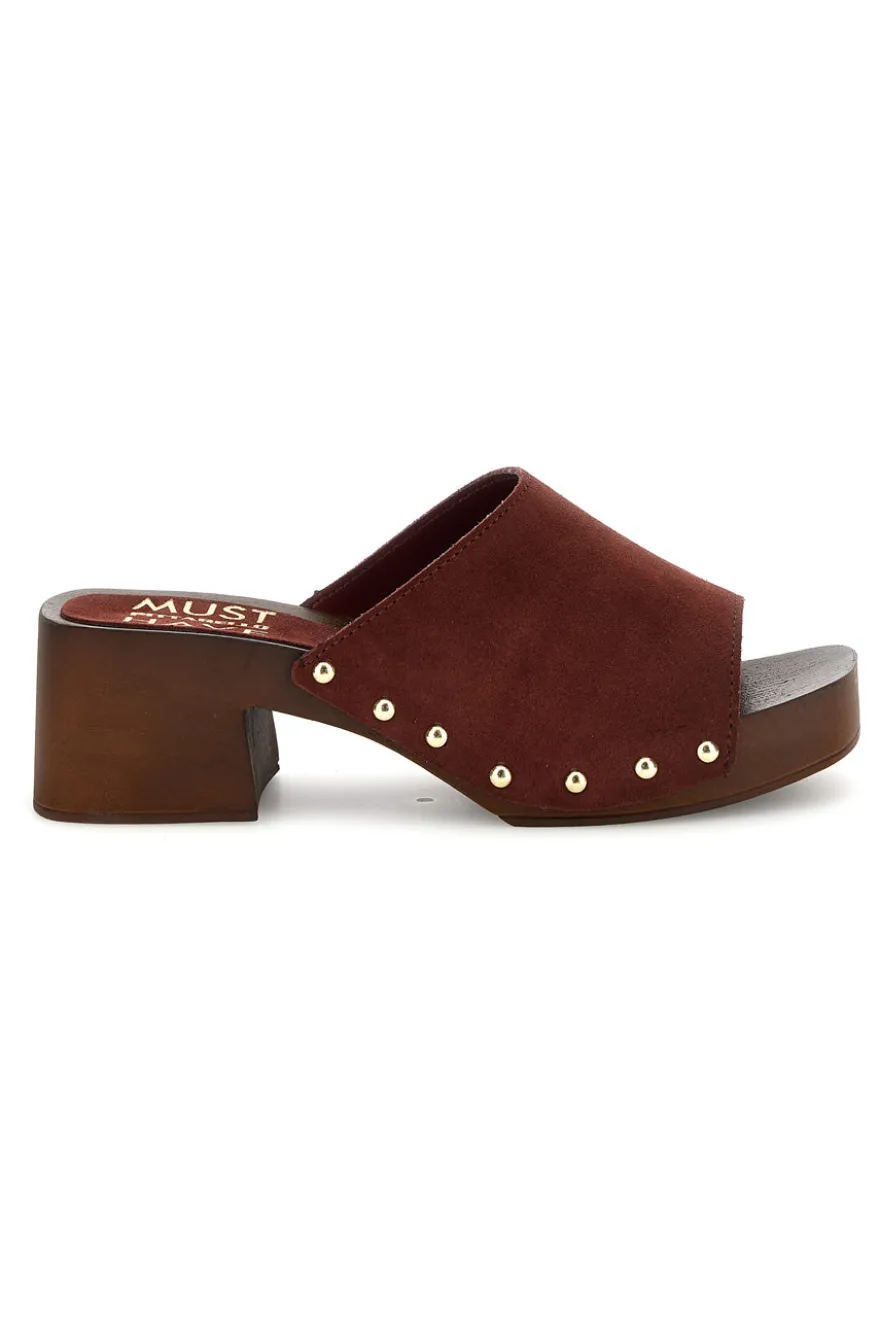 Sandalo bordeaux con tacco e borchie Pittarello Must Have 11934