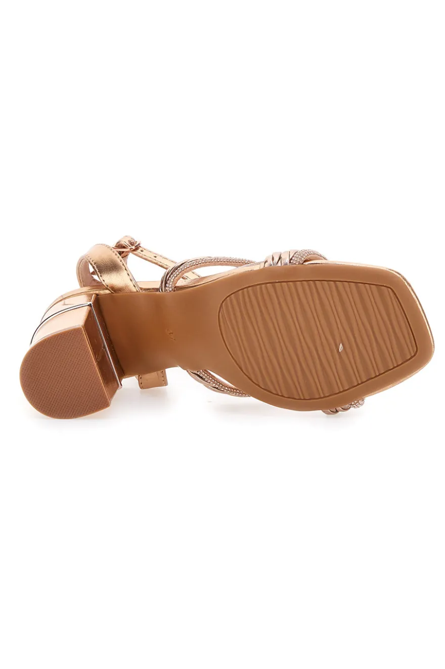 Sandalo Champagne con tacco alto LE HAVRE PARIS 66135