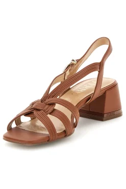 Sandalo cuoio con tacco e sottopiede in pelle Ferre F872