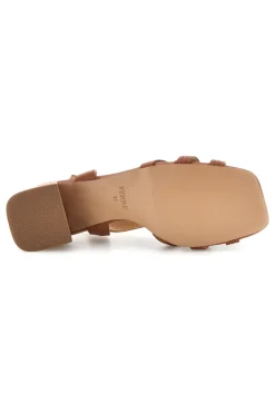 Sandalo cuoio con tacco e sottopiede in pelle Ferre F872