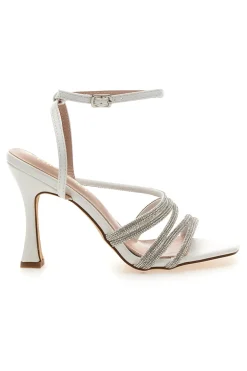Sandalo Gioiello Bianco Con Strass e Tacco Alto FIRST LADTY P538