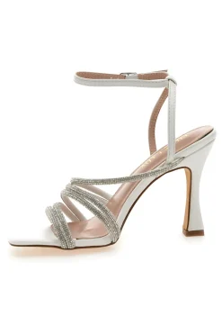 Sandalo Gioiello Bianco Con Strass e Tacco Alto FIRST LADTY P538