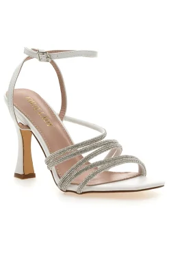 Sandalo Gioiello Bianco Con Strass e Tacco Alto FIRST LADTY P538