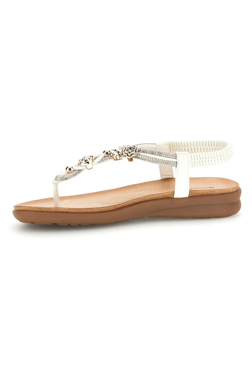 Sandalo infradito bianco con gioiello Quanna Mel K358636