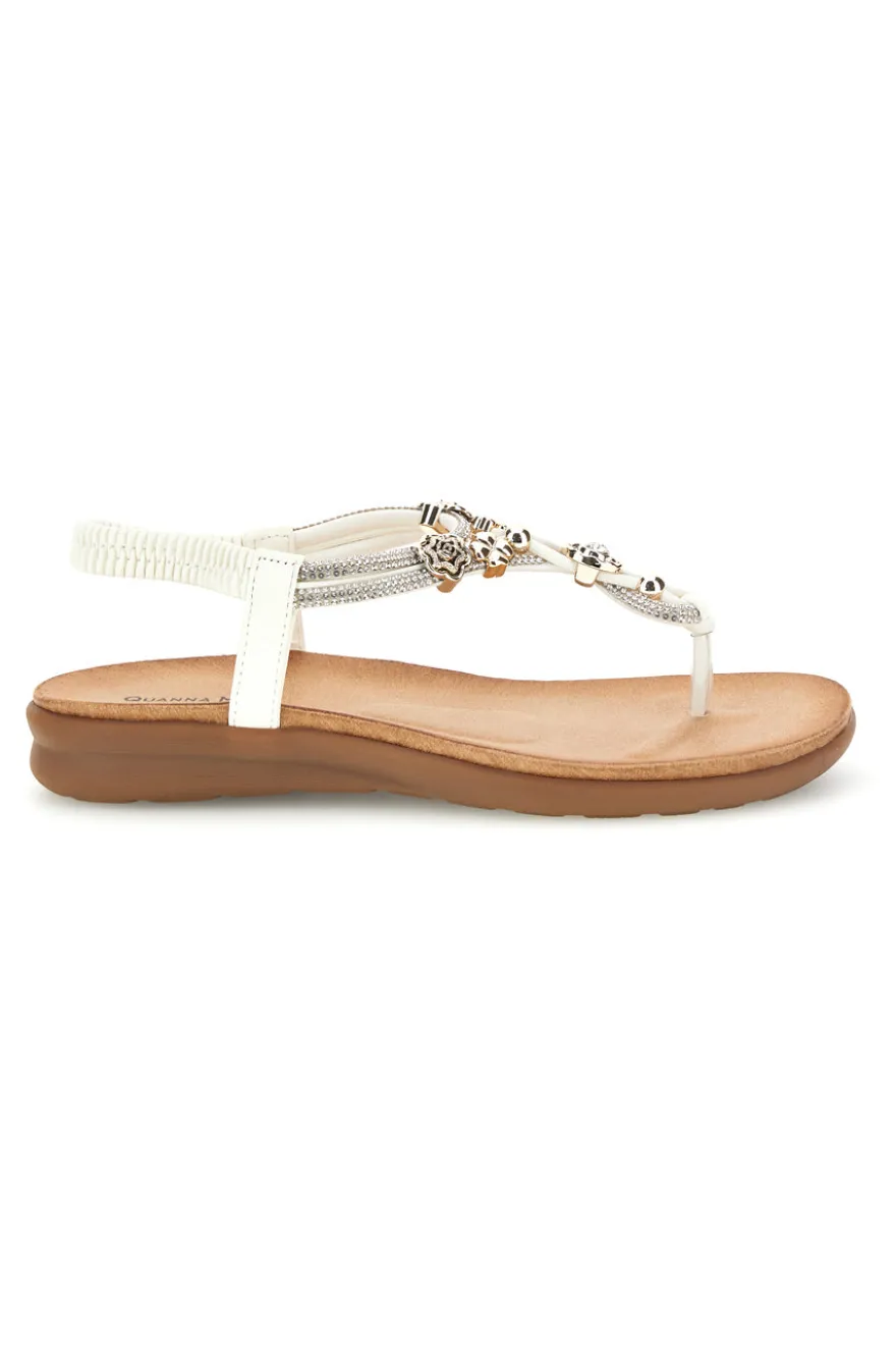 Sandalo infradito bianco con gioiello Quanna Mel K358636