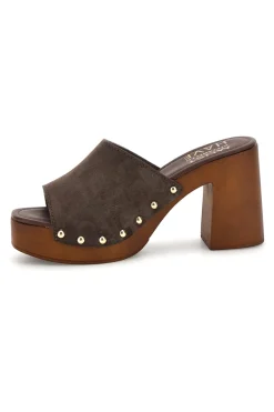 Sandalo marrone in pelle con tacco alto Pittarello Must Have 11934