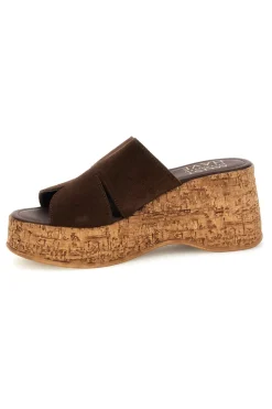 Sandalo marrone in pelle con zeppa Pittarello Must Have 11937