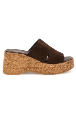 Sandalo marrone in pelle con zeppa Pittarello Must Have 11937