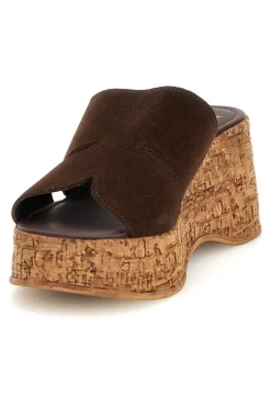 Sandalo marrone in pelle con zeppa Pittarello Must Have 11937