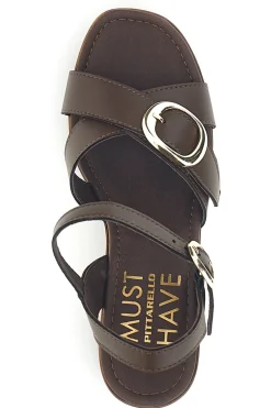 Sandalo marrone in pelle con tacco Pittarello Must Have 11927