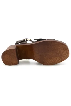 Sandalo marrone in pelle con tacco Pittarello Must Have 11927