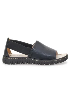 Sandalo nero in pelle con elastici latelali Pittarello Active 2401