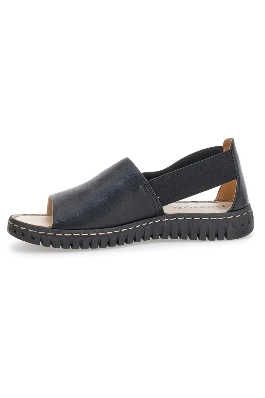 Sandalo nero in pelle con elastici latelali Pittarello Active 2401