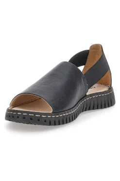 Sandalo nero in pelle con elastici latelali Pittarello Active 2401