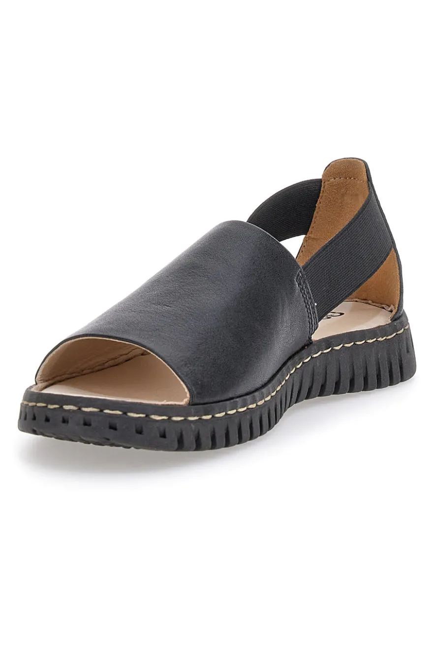 Sandalo nero in pelle con elastici latelali Pittarello Active 2401