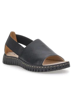 Sandalo nero in pelle con elastici latelali Pittarello Active 2401