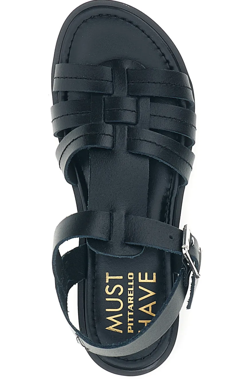 Sandalo nero in pelle con cinturino Pittarello Must Have 11936