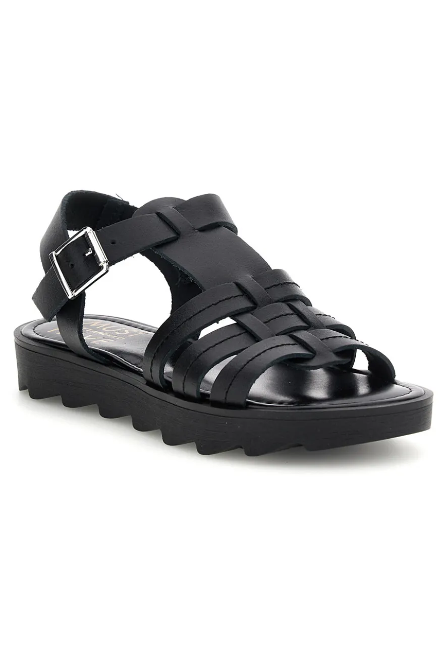 Sandalo nero in pelle con cinturino Pittarello Must Have 11936
