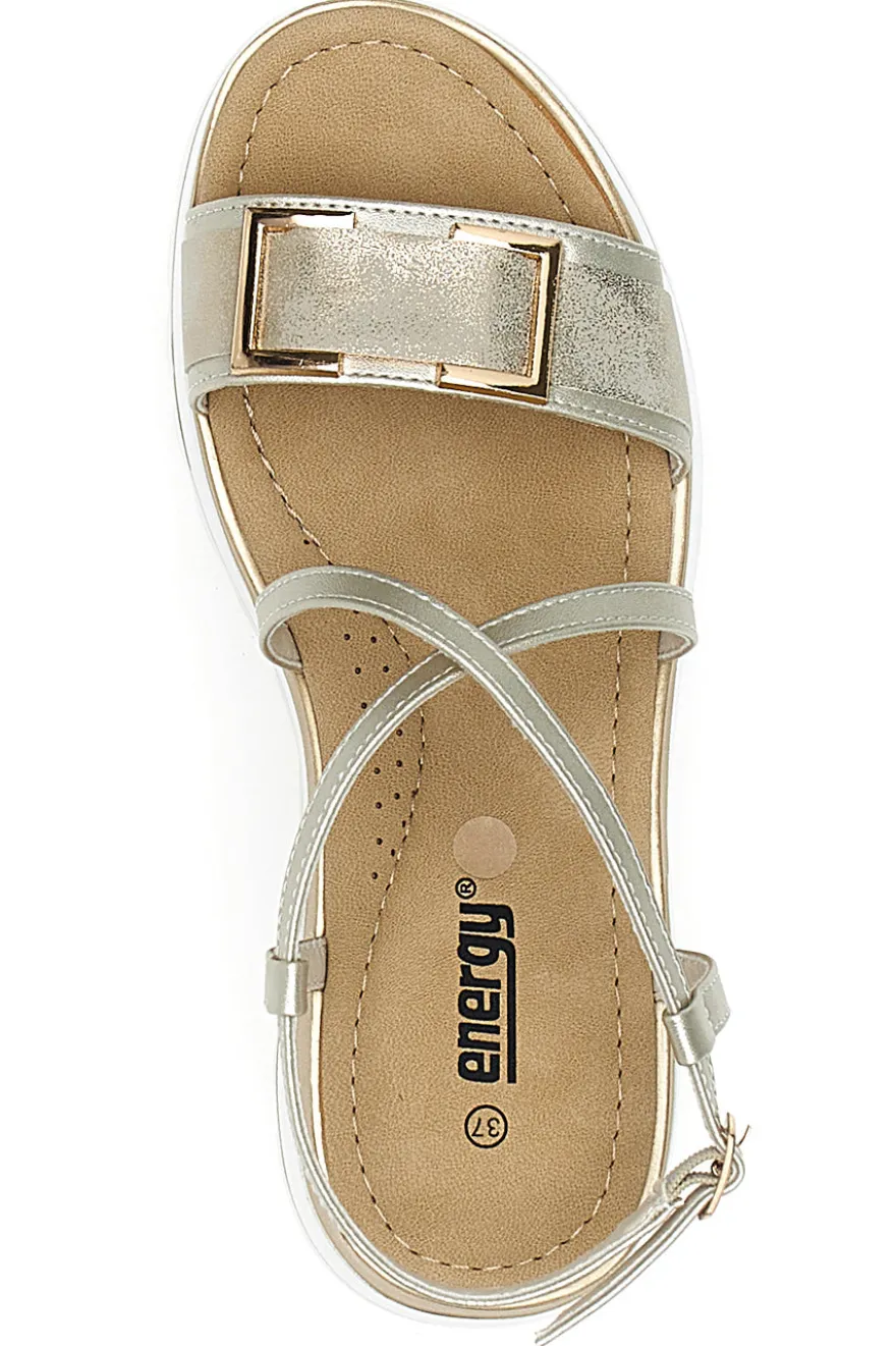 Sandalo oro con cinturino e zeppa ENERGY 494