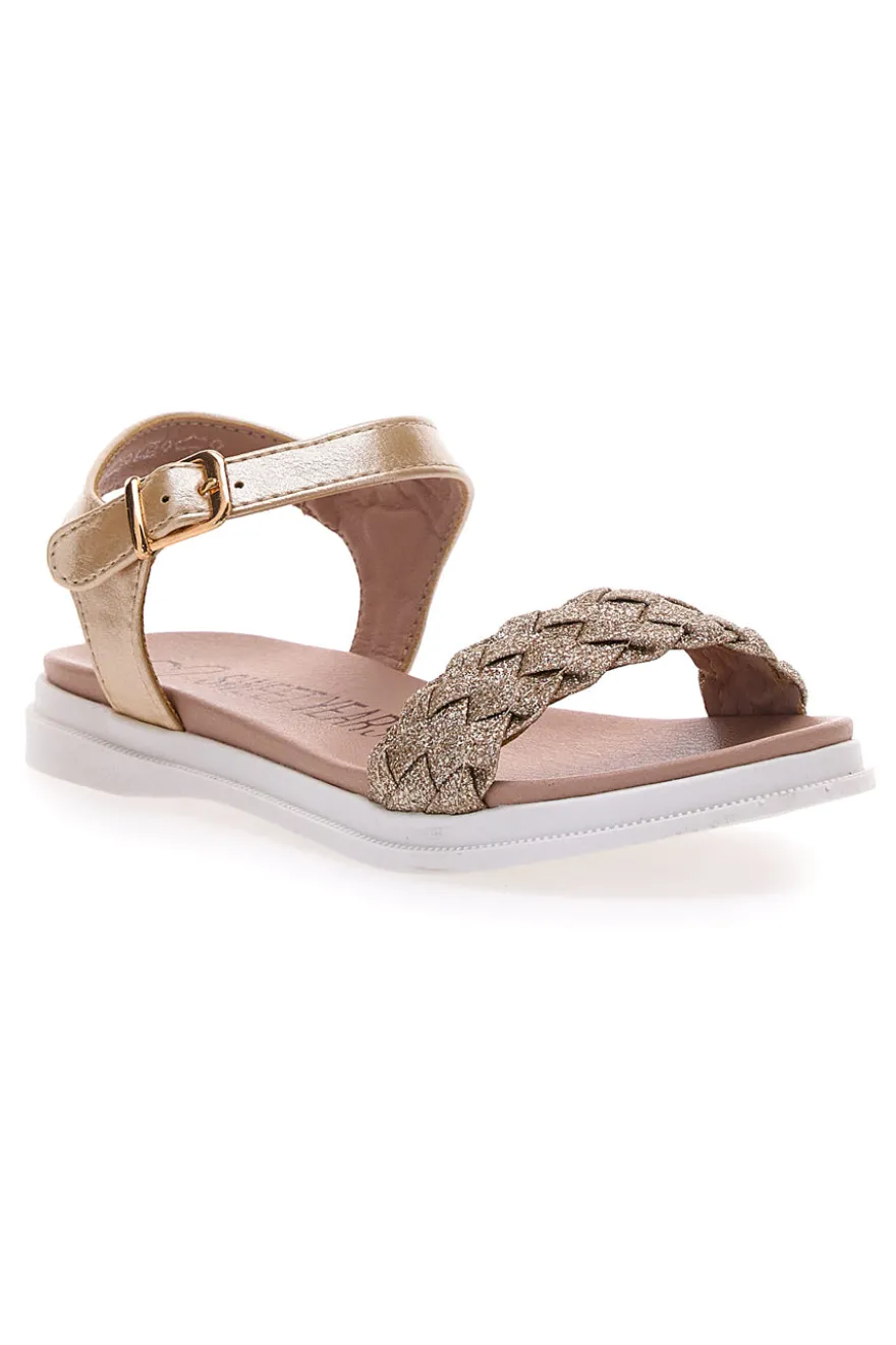 Sandalo oro con intreccio e cinturino SWEET YEARS 0377