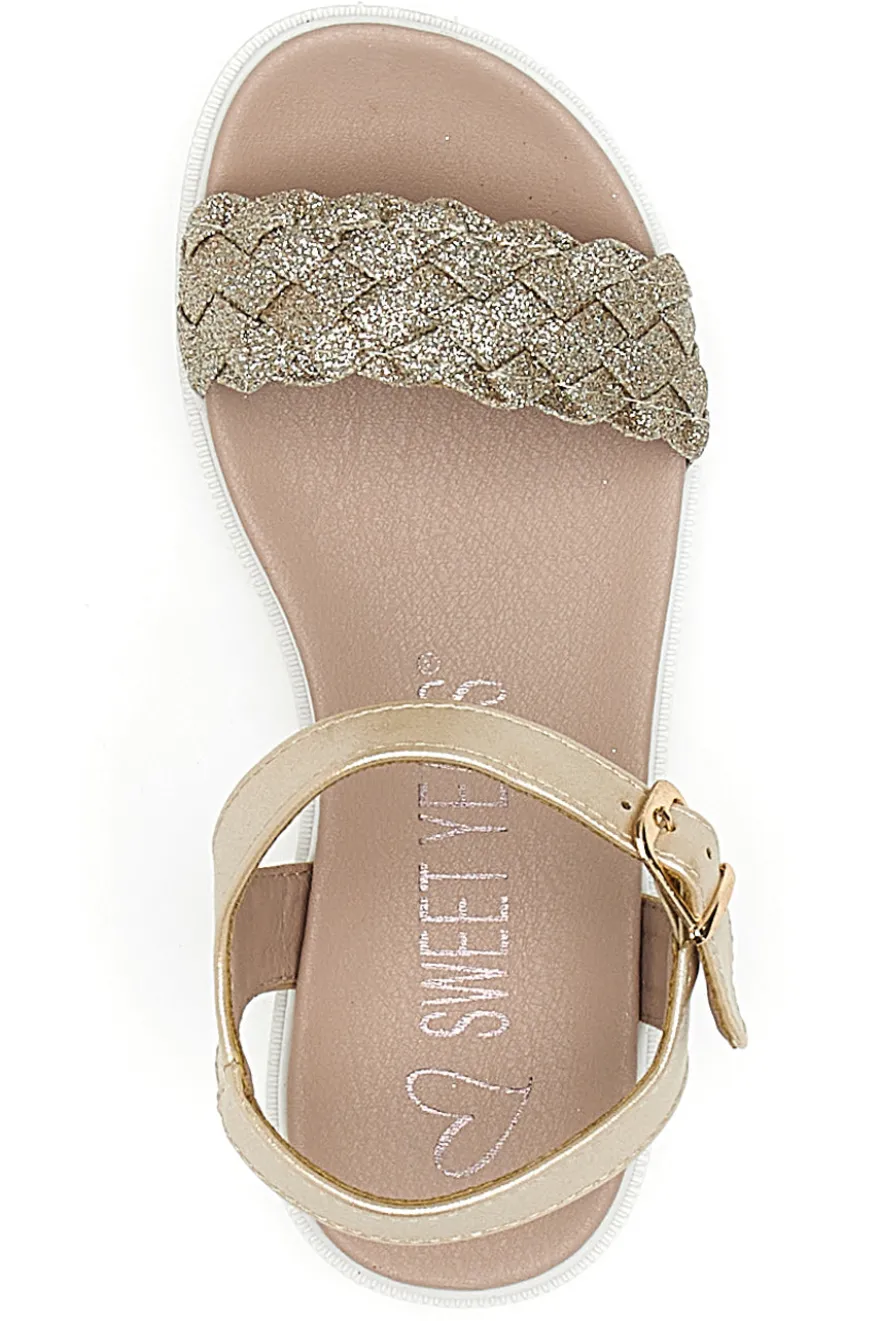 Sandalo oro con intreccio e cinturino SWEET YEARS 0377
