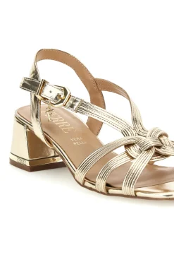 Sandalo oro con tacco e sottopiede in pelle Ferre F872