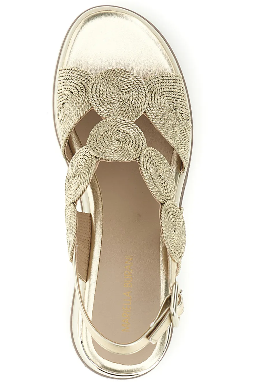 Sandalo oro con zeppa e forme geometriche Mariella Burani 52190C1578