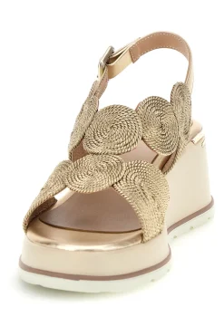 Sandalo oro con zeppa e forme geometriche Mariella Burani 52190C1578