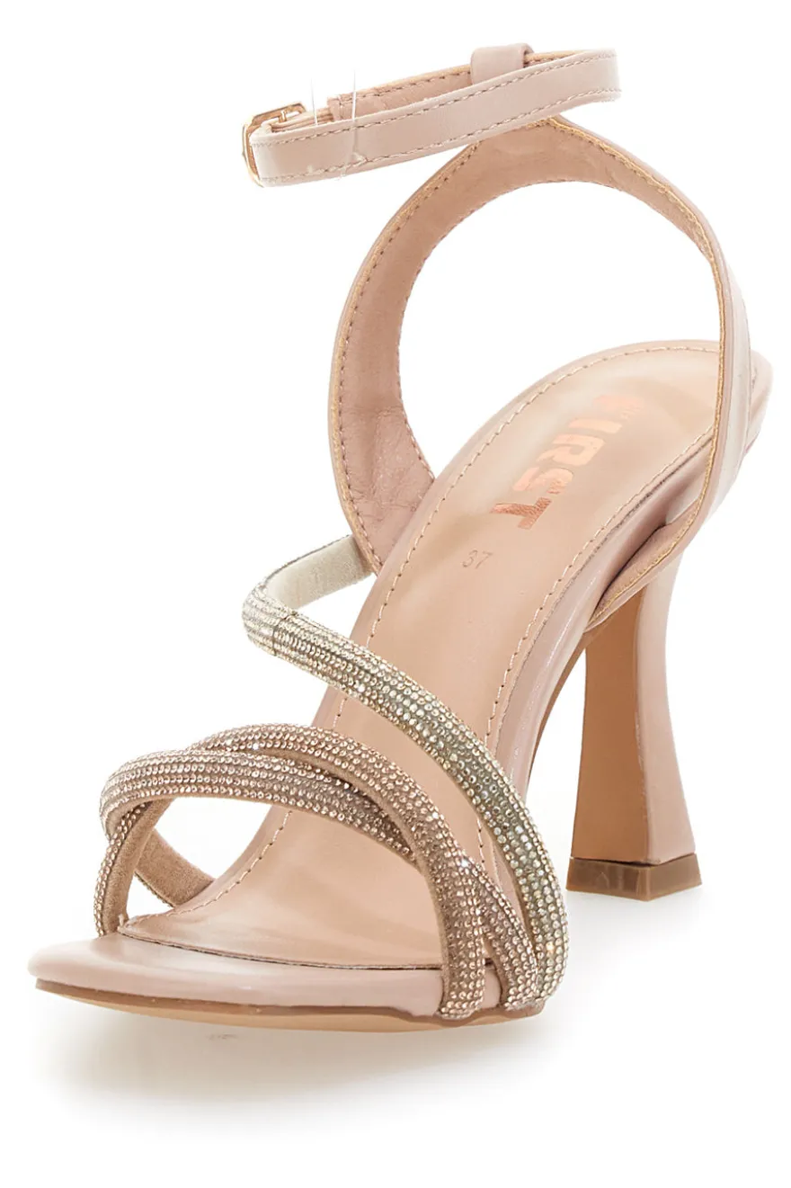 Sandalo Oro Rosa con tacco a rocchetto The First 625