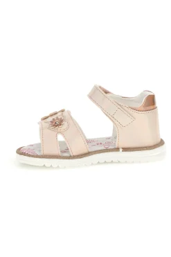 Sandalo Rosa Cipria Metallizzato con Applicazione Floreale e Strappo Grazie Girl 23012