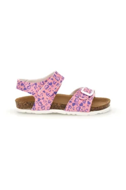 Sandalo Rosa con Stampa Cuori e Plantare in Sughero Pitt Kids 45289CUV
