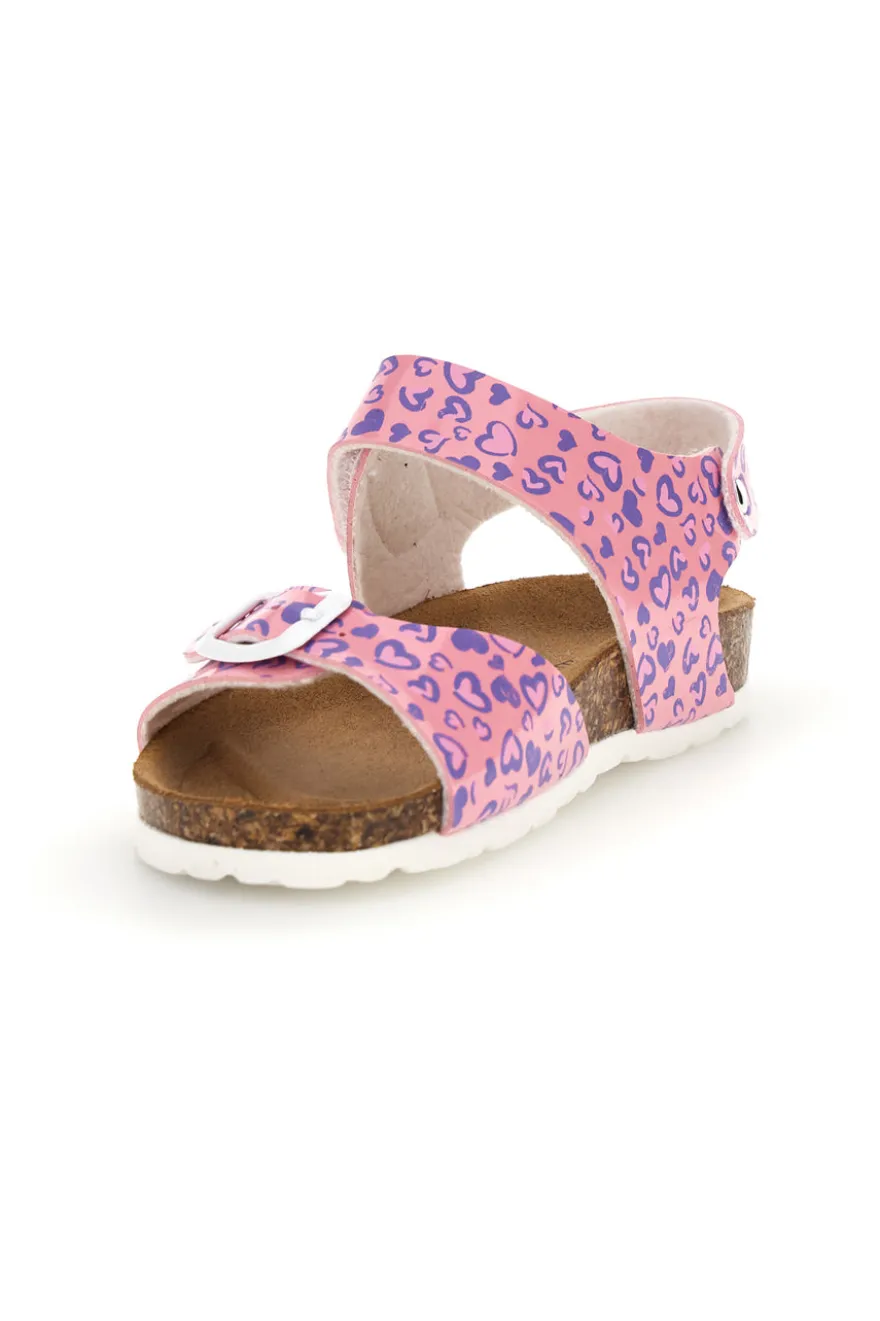 Sandalo Rosa con Stampa Cuori e Plantare in Sughero Pitt Kids 45289CUV