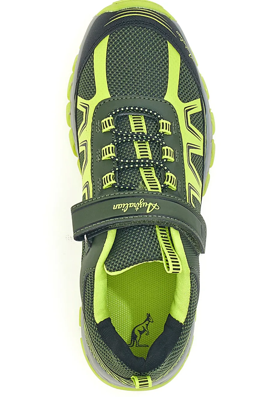 Scarpa da ginnastica da ragazzo grigia e verde fluo con strappo Australian Spin