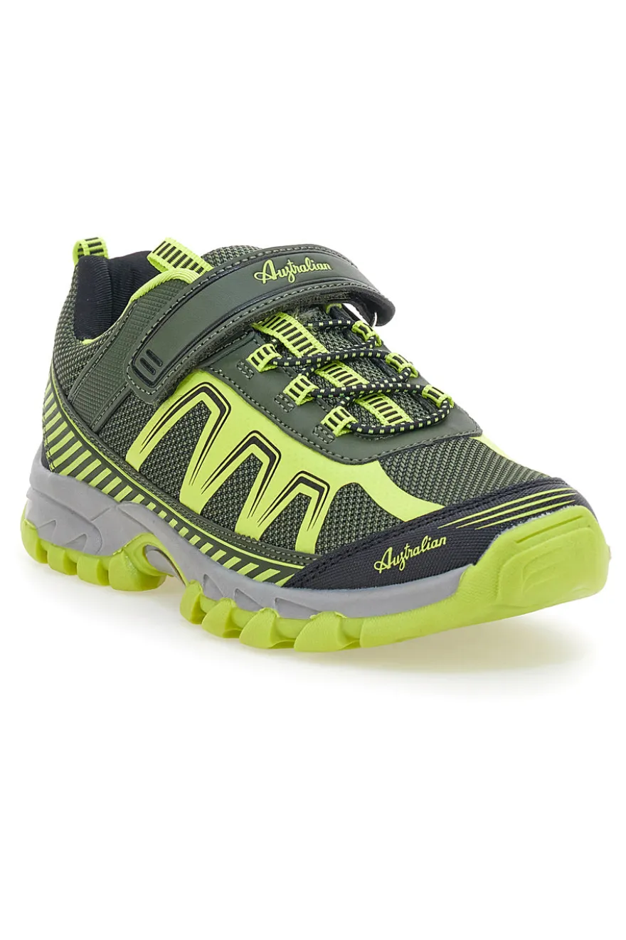 Scarpa da ginnastica da ragazzo grigia e verde fluo con strappo Australian Spin