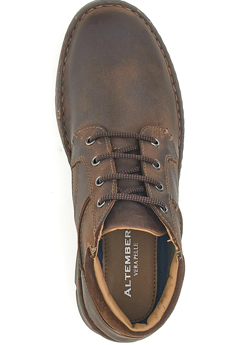 Scarpa Stringata Alta In Vera Pelle Marrone Altemberg 2414