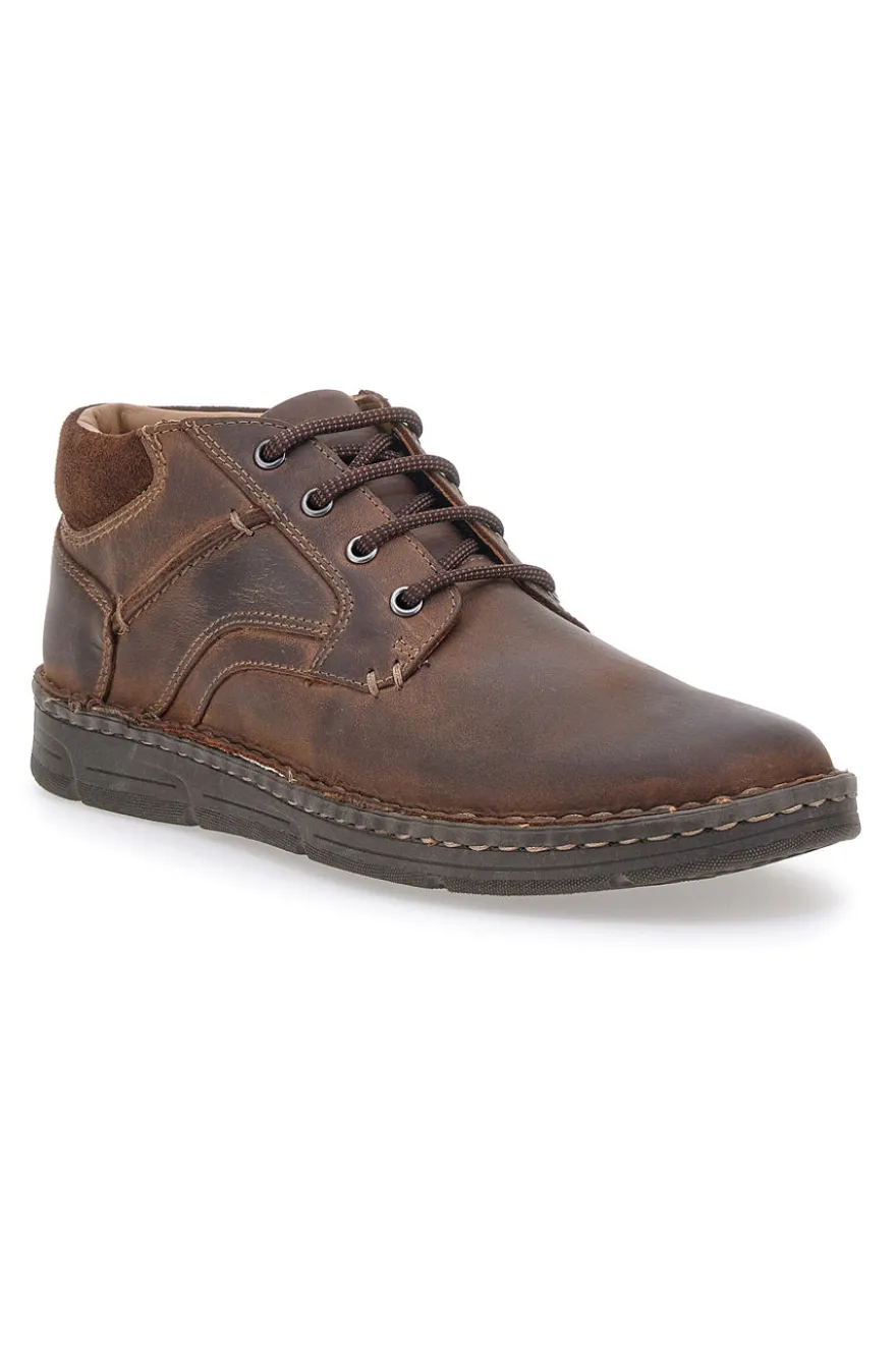 Scarpa Stringata Alta In Vera Pelle Marrone Altemberg 2414
